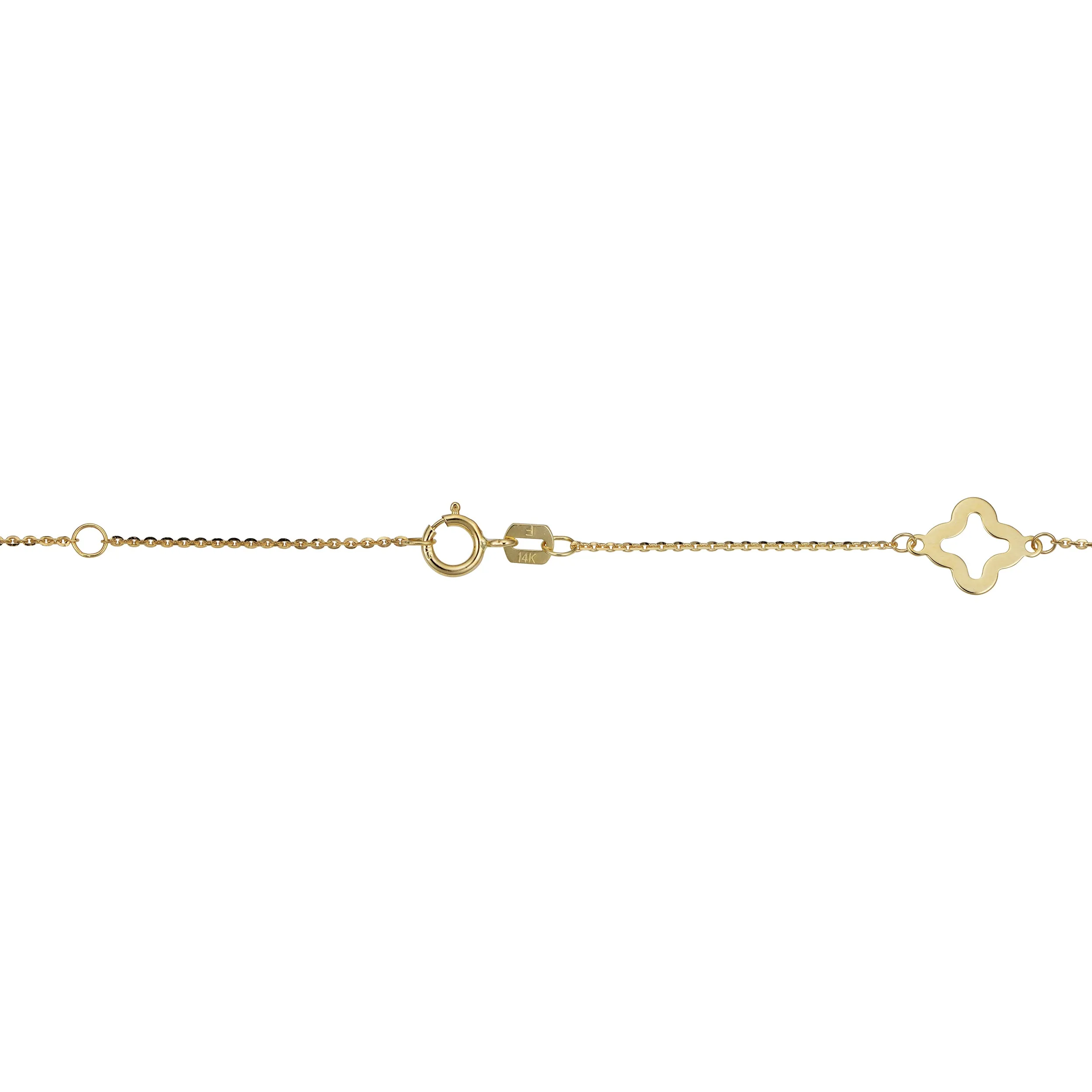 14k Yellow Gold Clover Flower Station Anklet (adjusts to 9 or 10 inch)