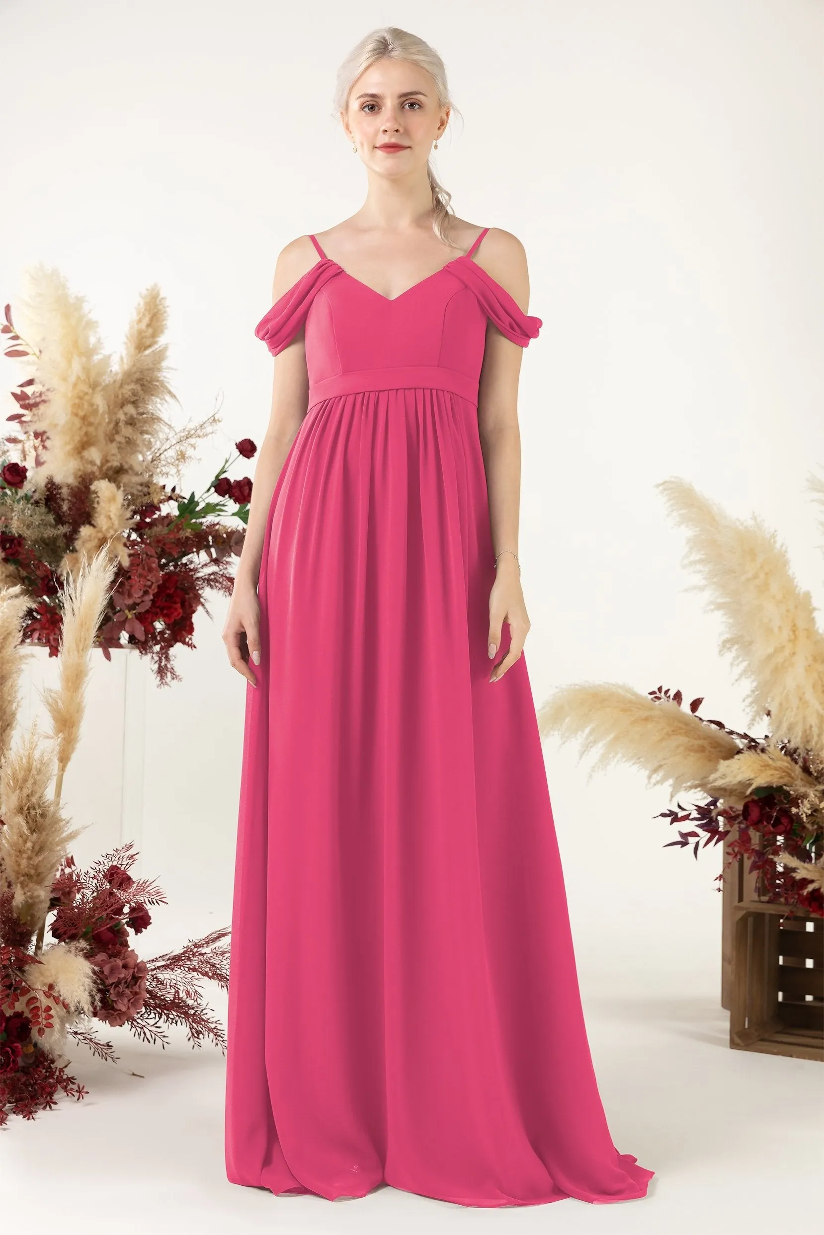 A-Line Floor Length Chiffon Bridesmaid Dress CB0476