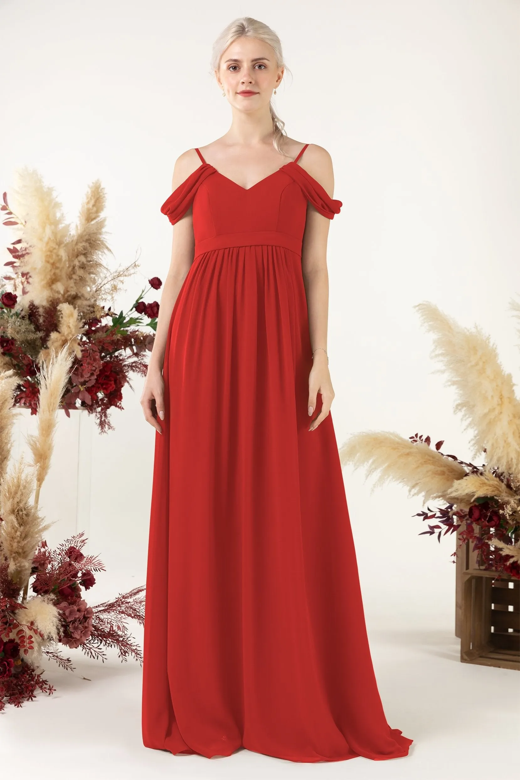 A-Line Floor Length Chiffon Bridesmaid Dress CB0476