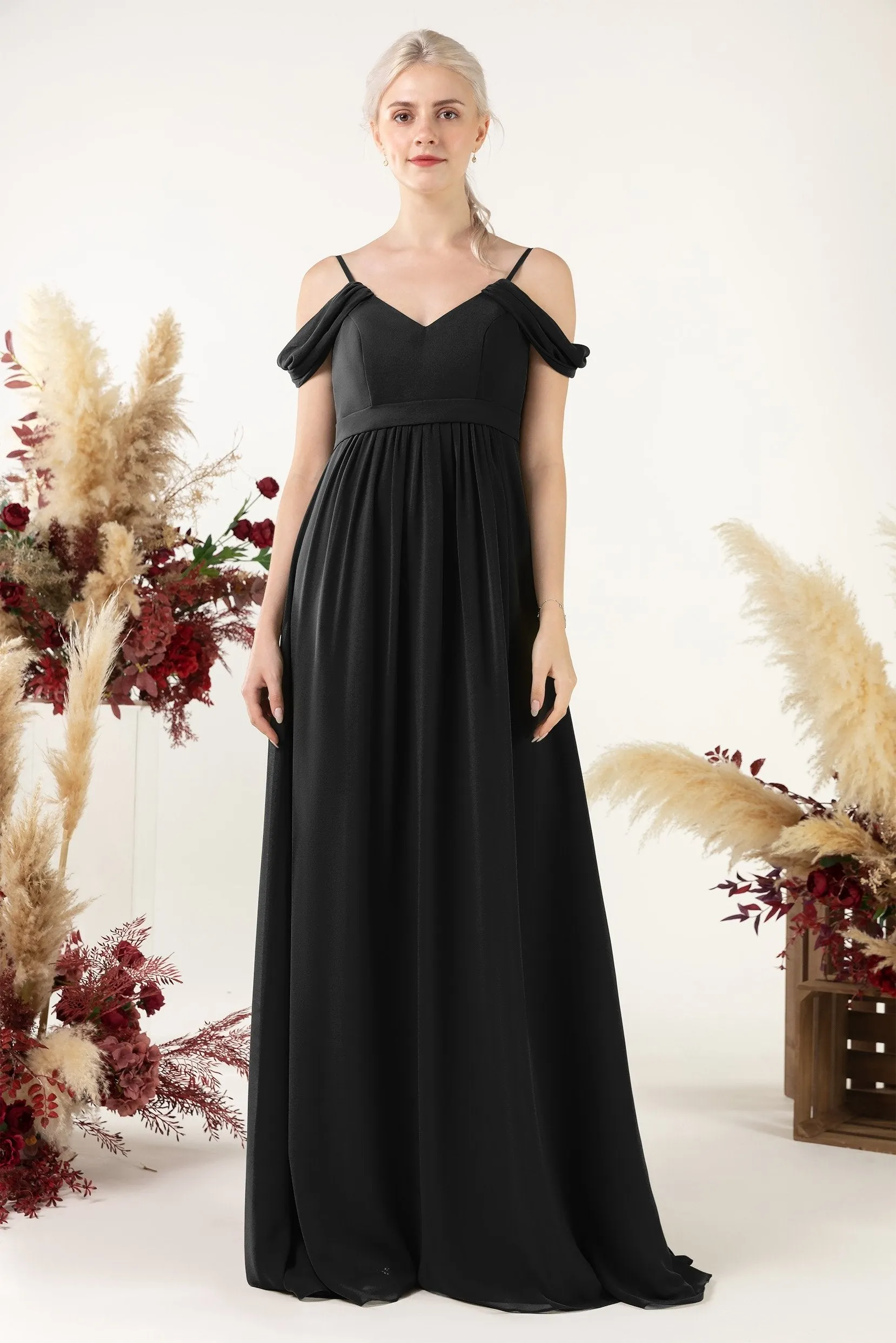 A-Line Floor Length Chiffon Bridesmaid Dress CB0476