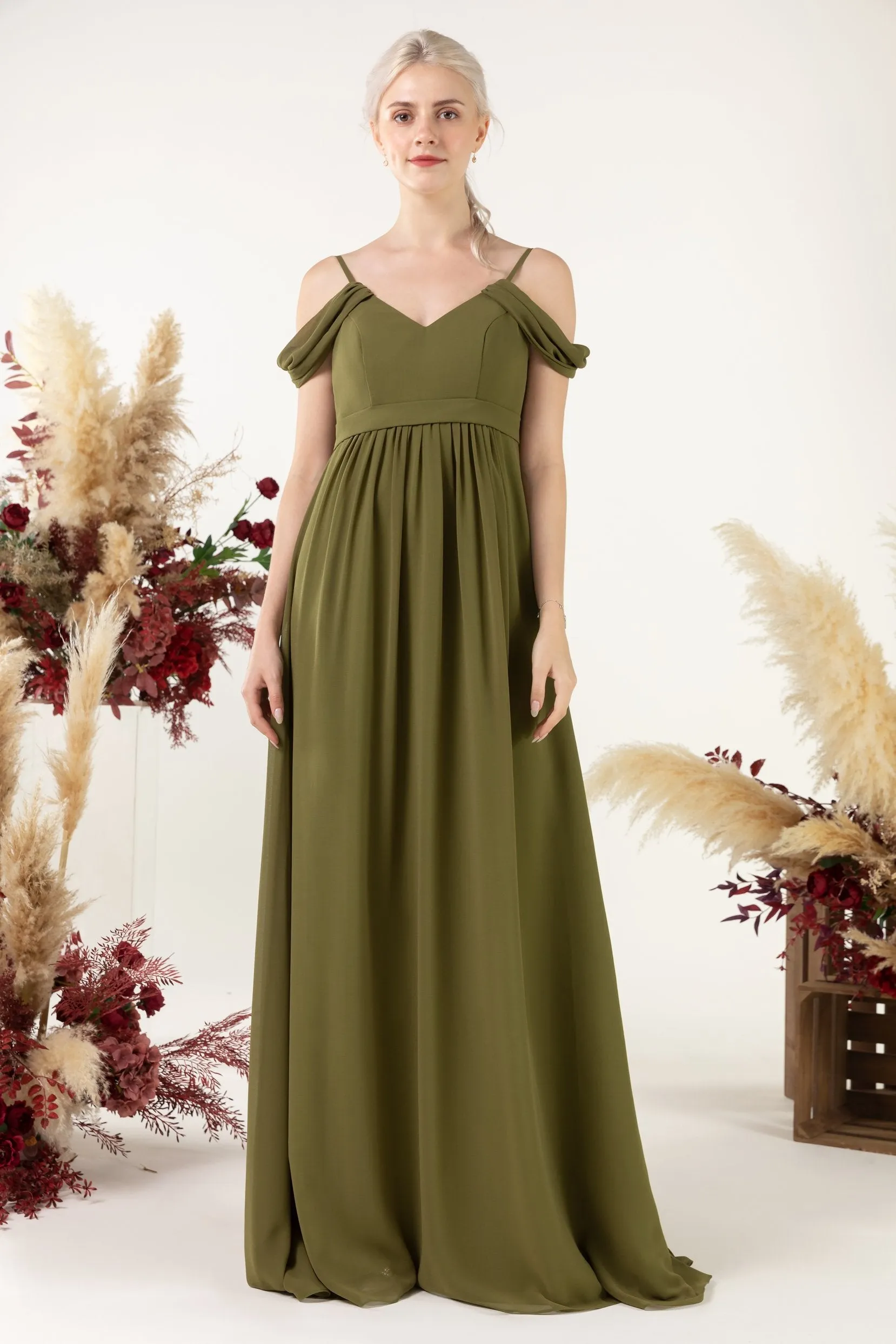 A-Line Floor Length Chiffon Bridesmaid Dress CB0476