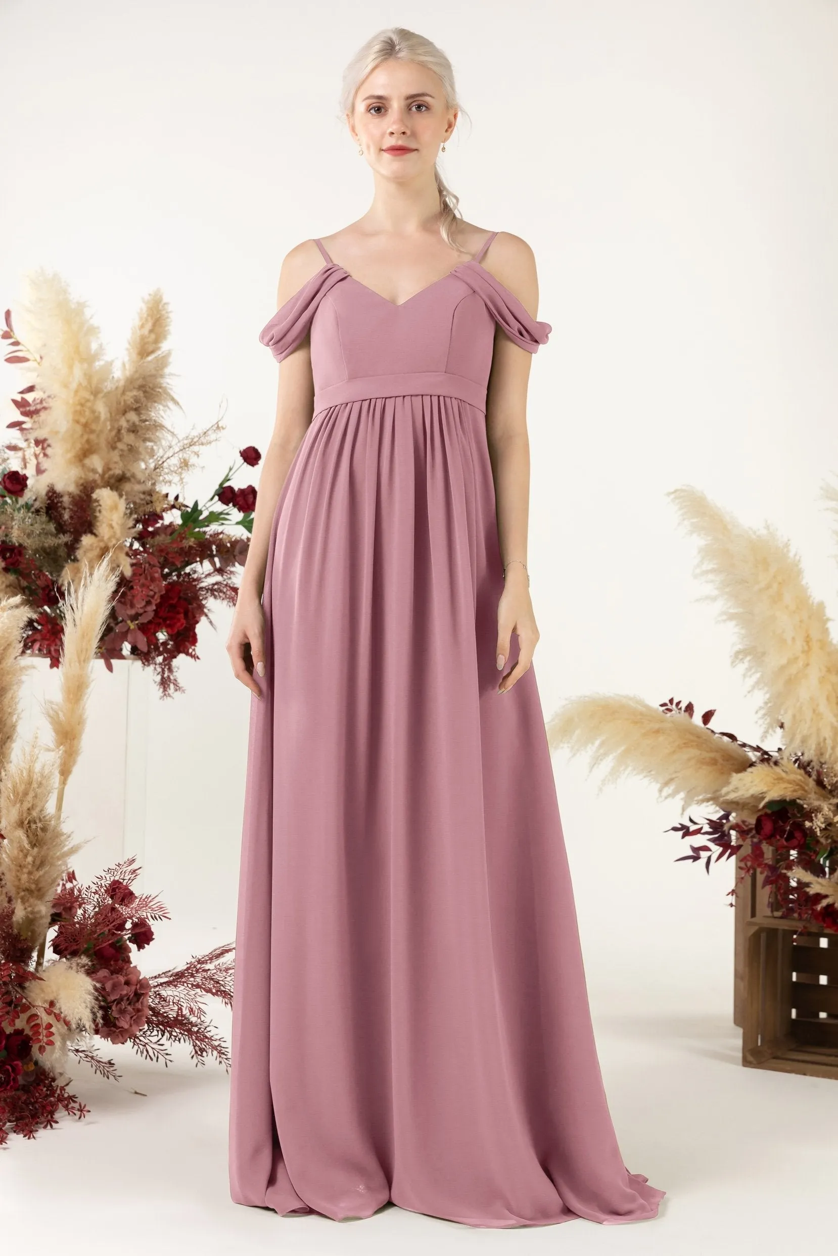 A-Line Floor Length Chiffon Bridesmaid Dress CB0476