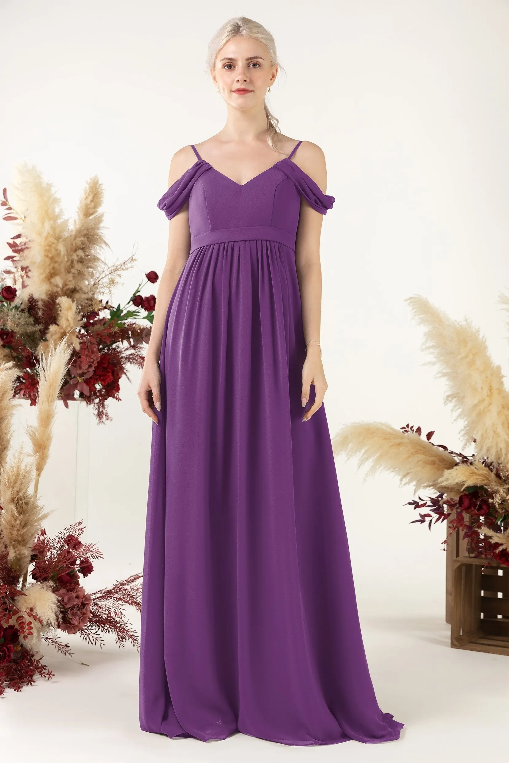 A-Line Floor Length Chiffon Bridesmaid Dress CB0476