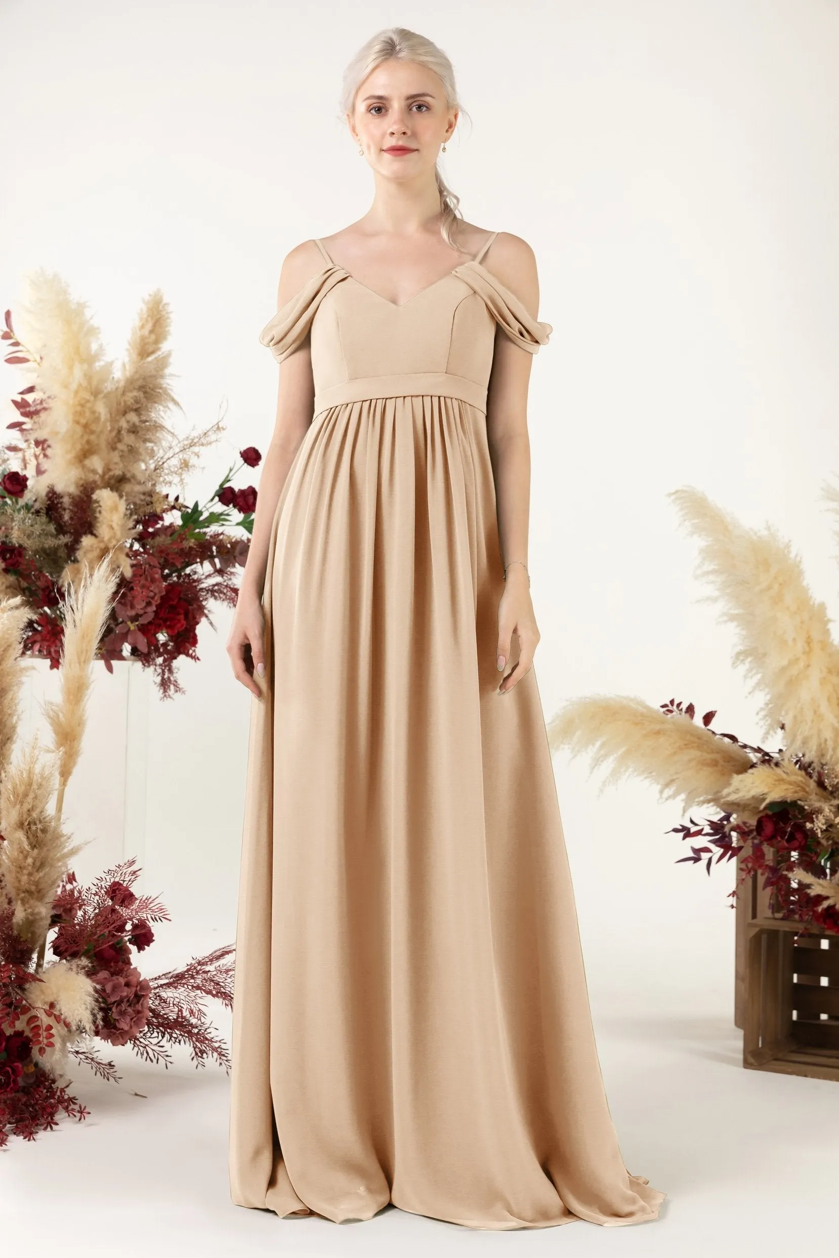 A-Line Floor Length Chiffon Bridesmaid Dress CB0476