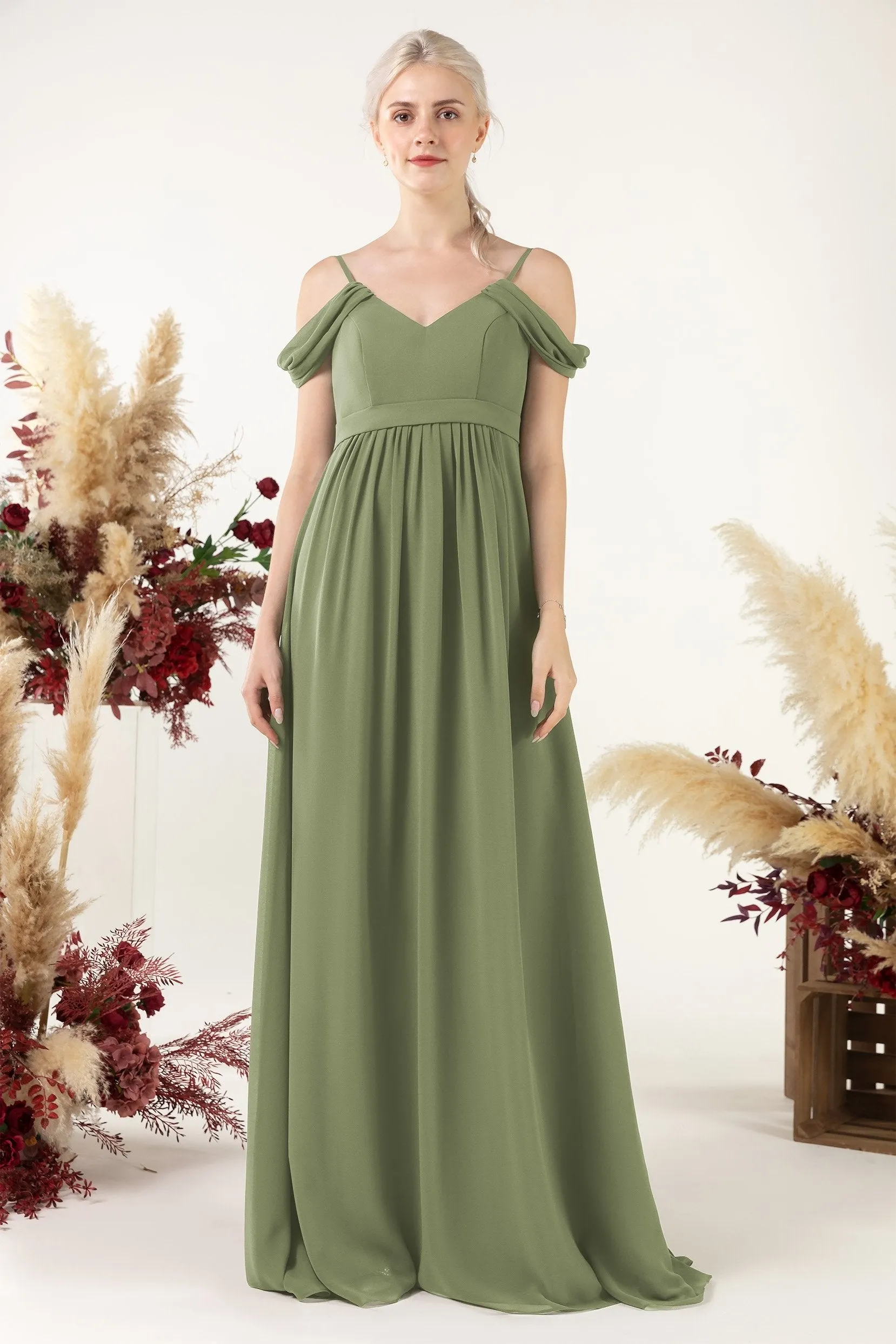 A-Line Floor Length Chiffon Bridesmaid Dress CB0476