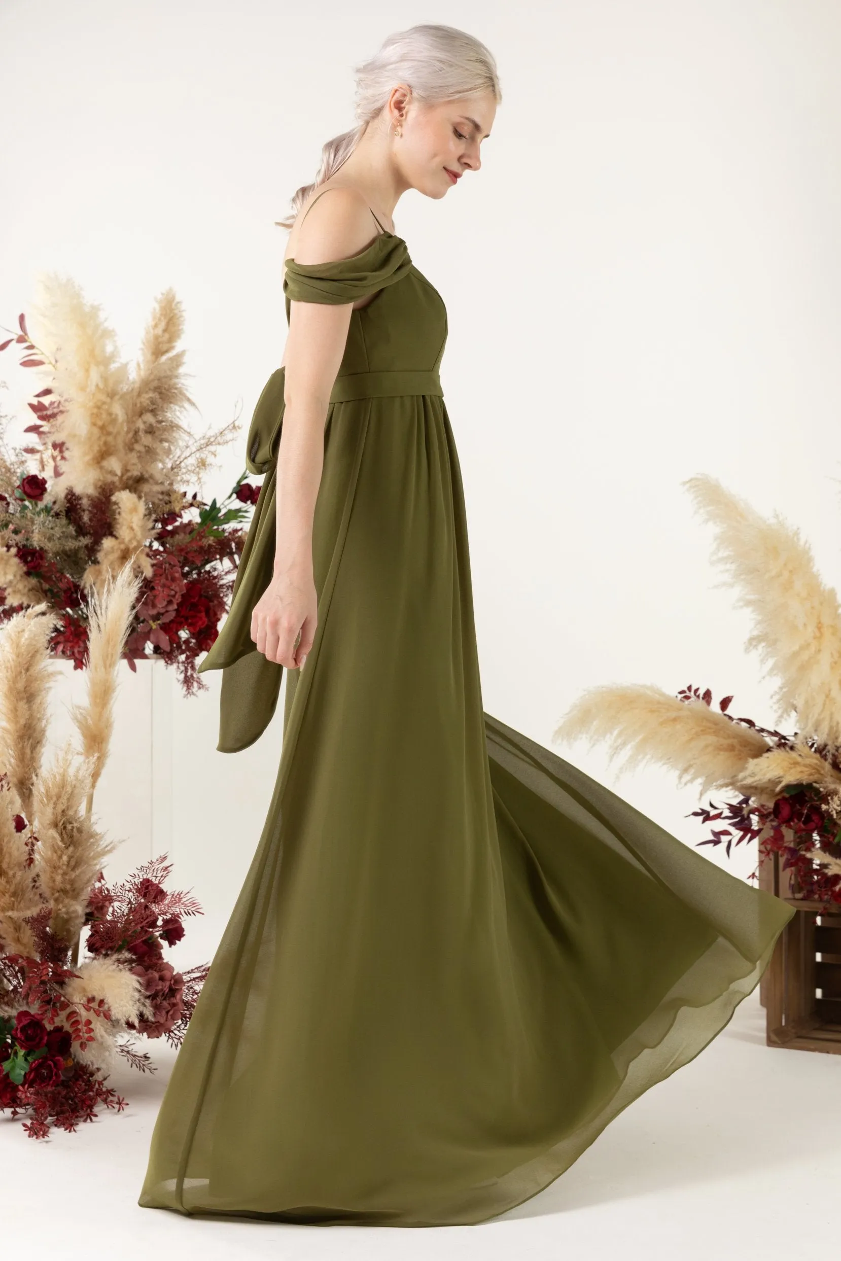 A-Line Floor Length Chiffon Bridesmaid Dress CB0476