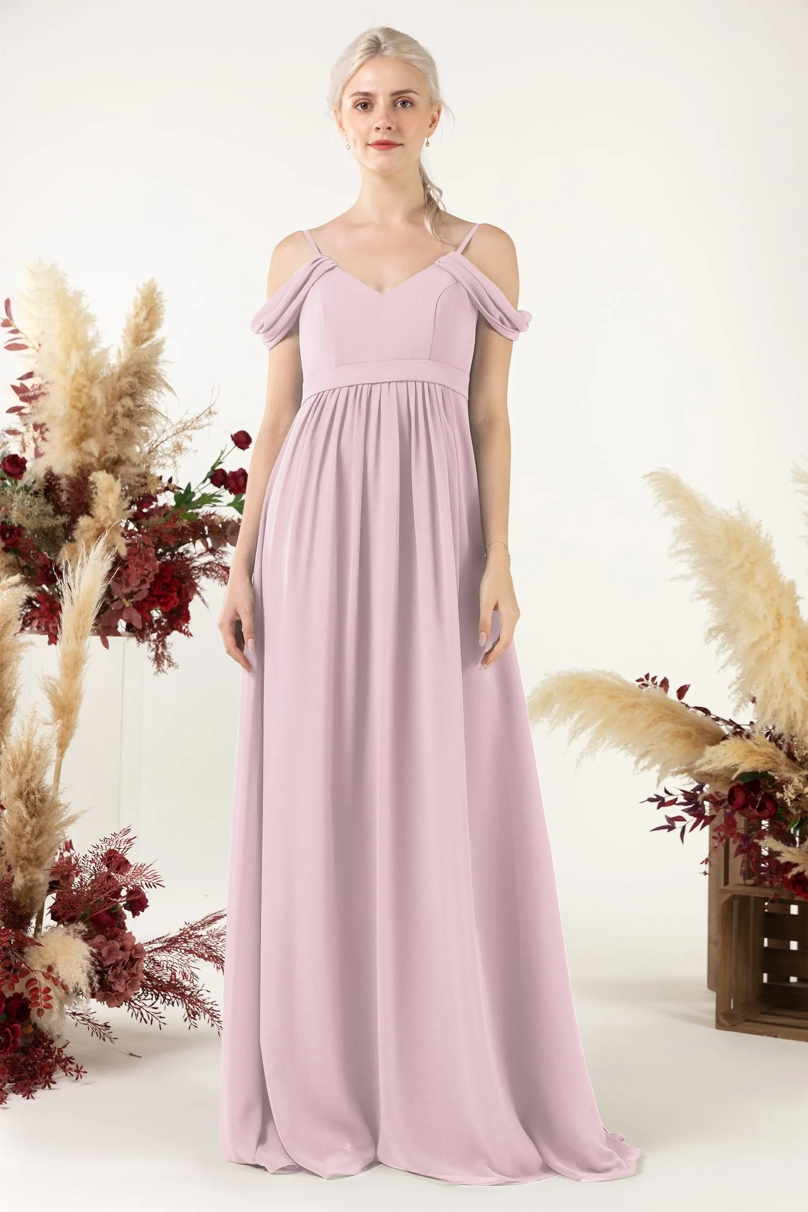 A-Line Floor Length Chiffon Bridesmaid Dress CB0476