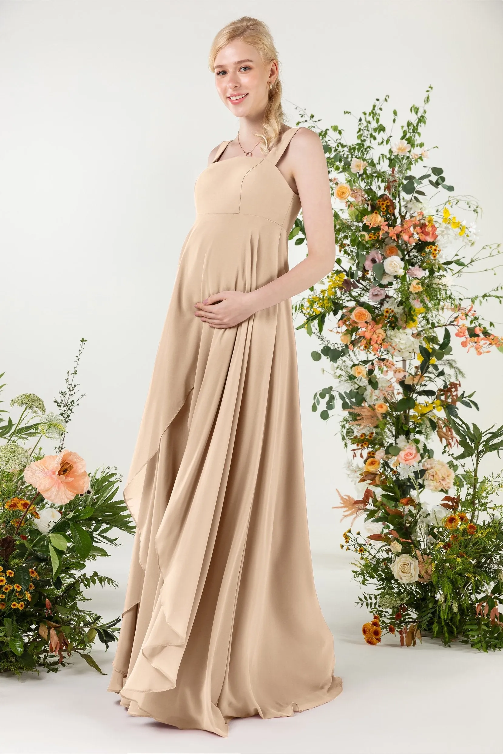 A-Line Sweep-Brush Train Chiffon Bridesmaid Dress CB0473M