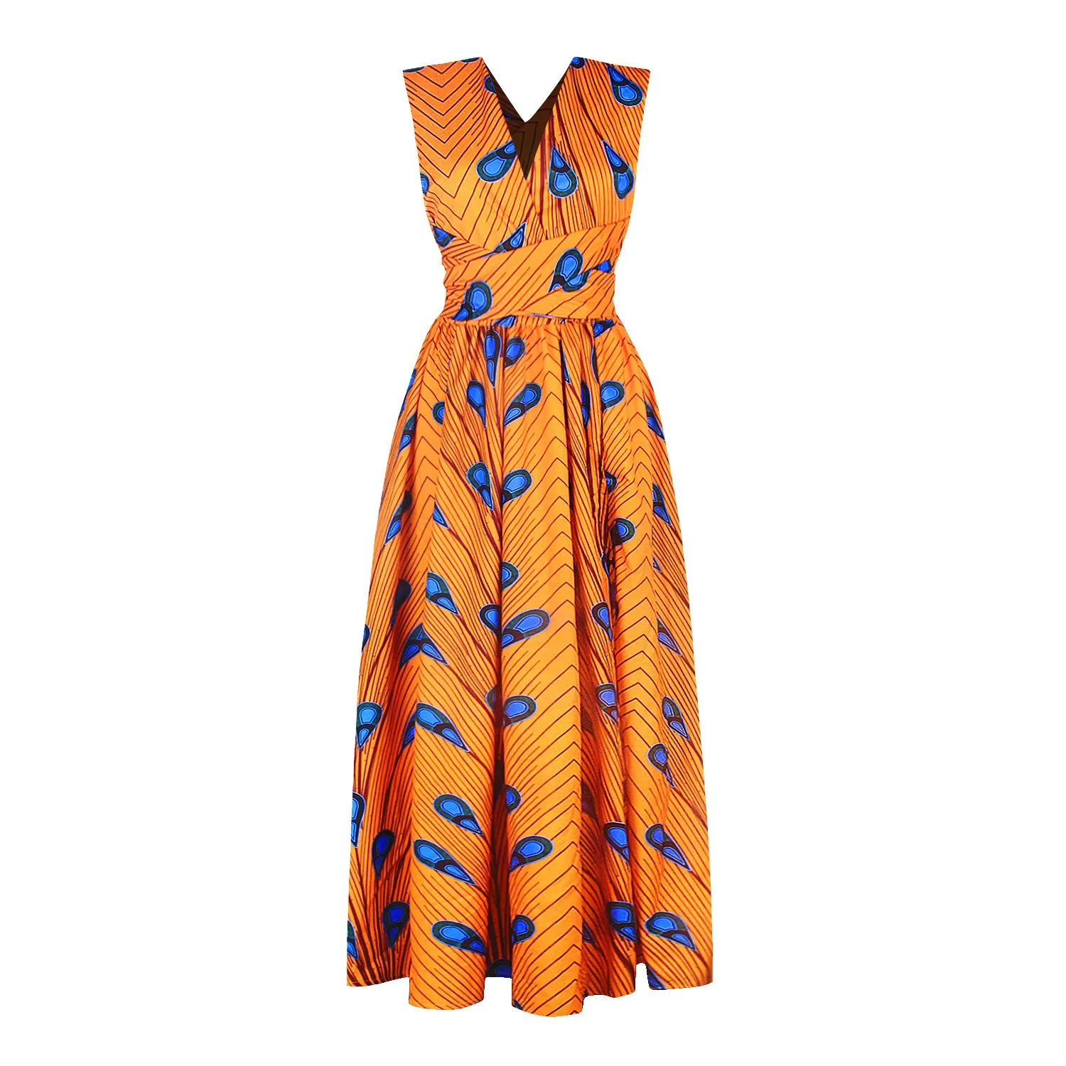 African Print Lightweight Long Dress, Multi Colours