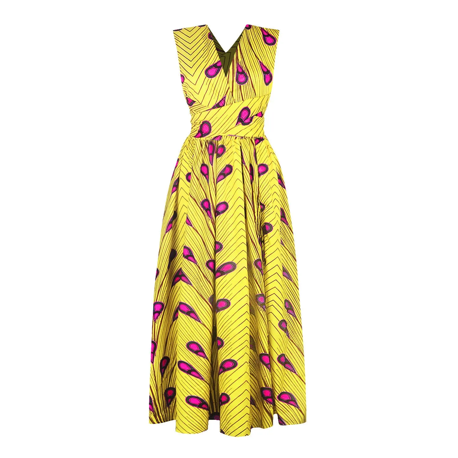 African Print Lightweight Long Dress, Multi Colours