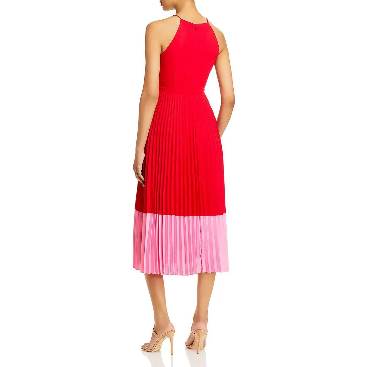 Aidan by Aidan Mattox Womens Pleated Midi Halter Dress