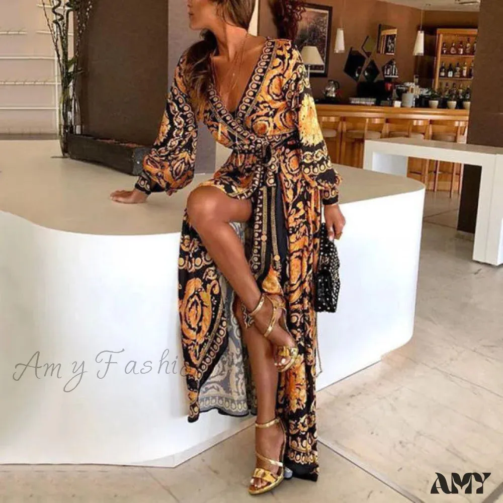 Amy Fashion - Sexy Elegant V-neck Long Maxi Dresses