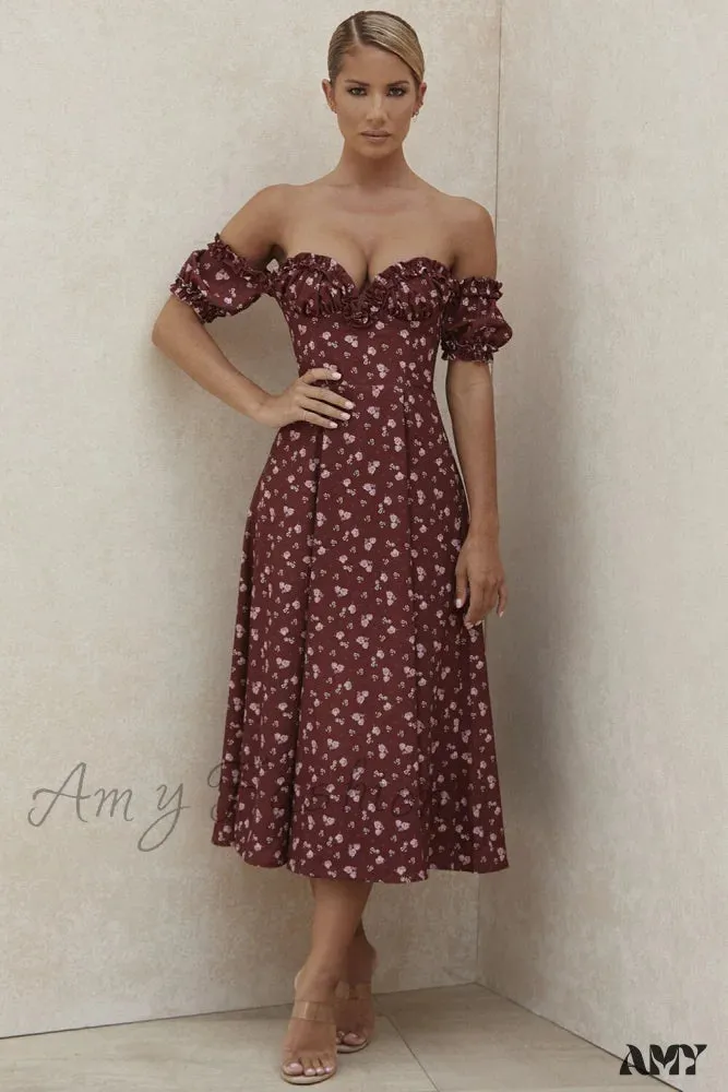 Amy Fashion - V Neck Floral Printed Clubwear Party Sexy Dresses