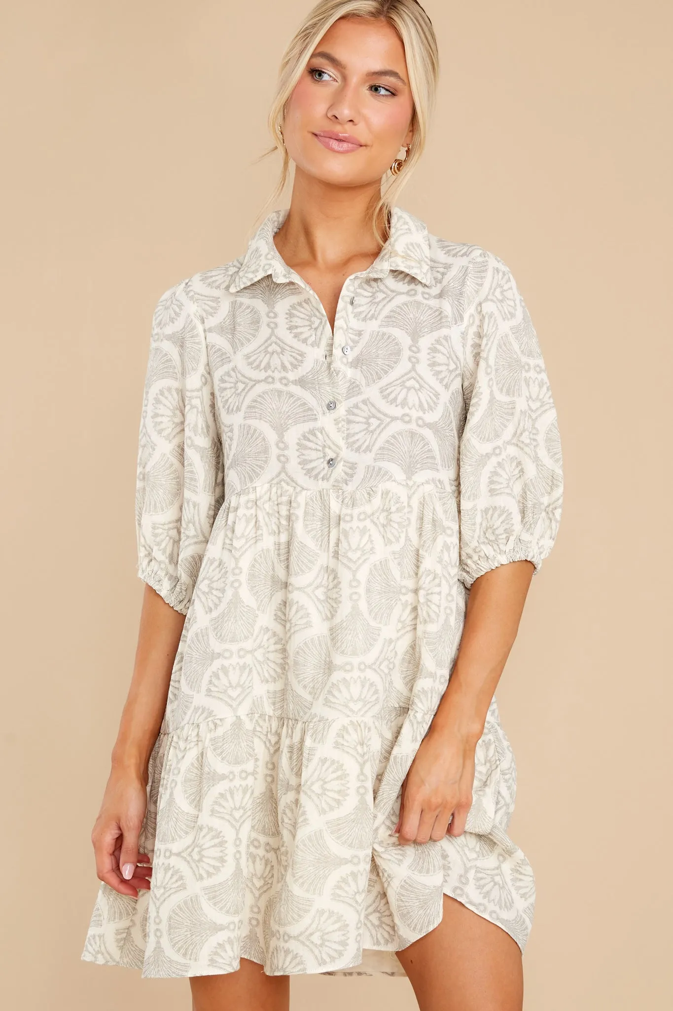 Beach And Beyond Grey Print Dress