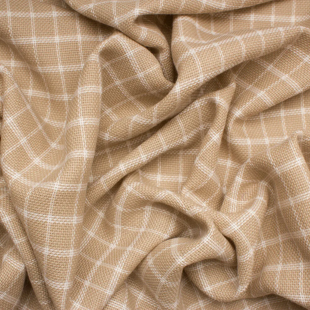 Beige/Ivory Checkered Wool/Silk