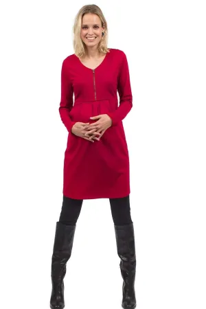 Bente Front Zip Nursing Dress Fuchsia