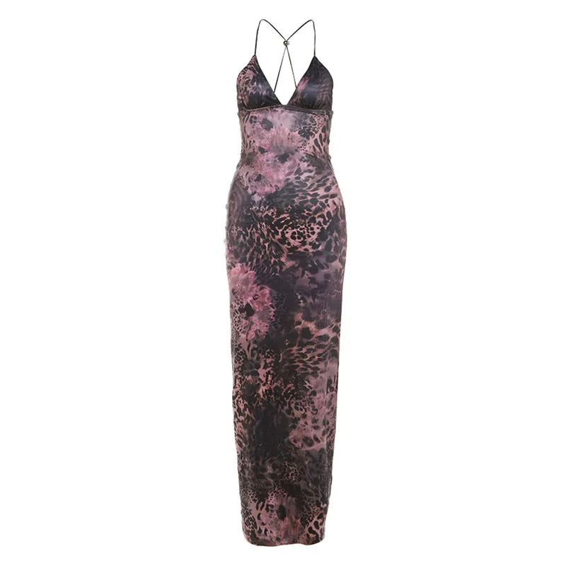 BerriesJam - Butterfly Backless V Neck Maxi Dress