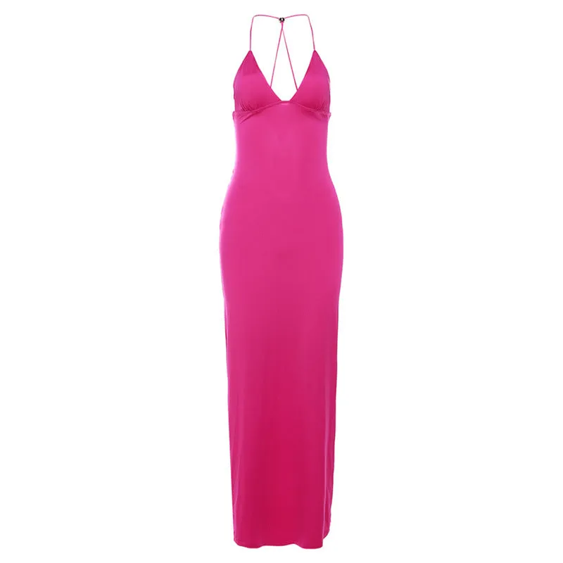 BerriesJam - Butterfly Backless V Neck Maxi Dress