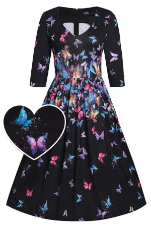 Billie Black Butterfly Long Sleeved Dress