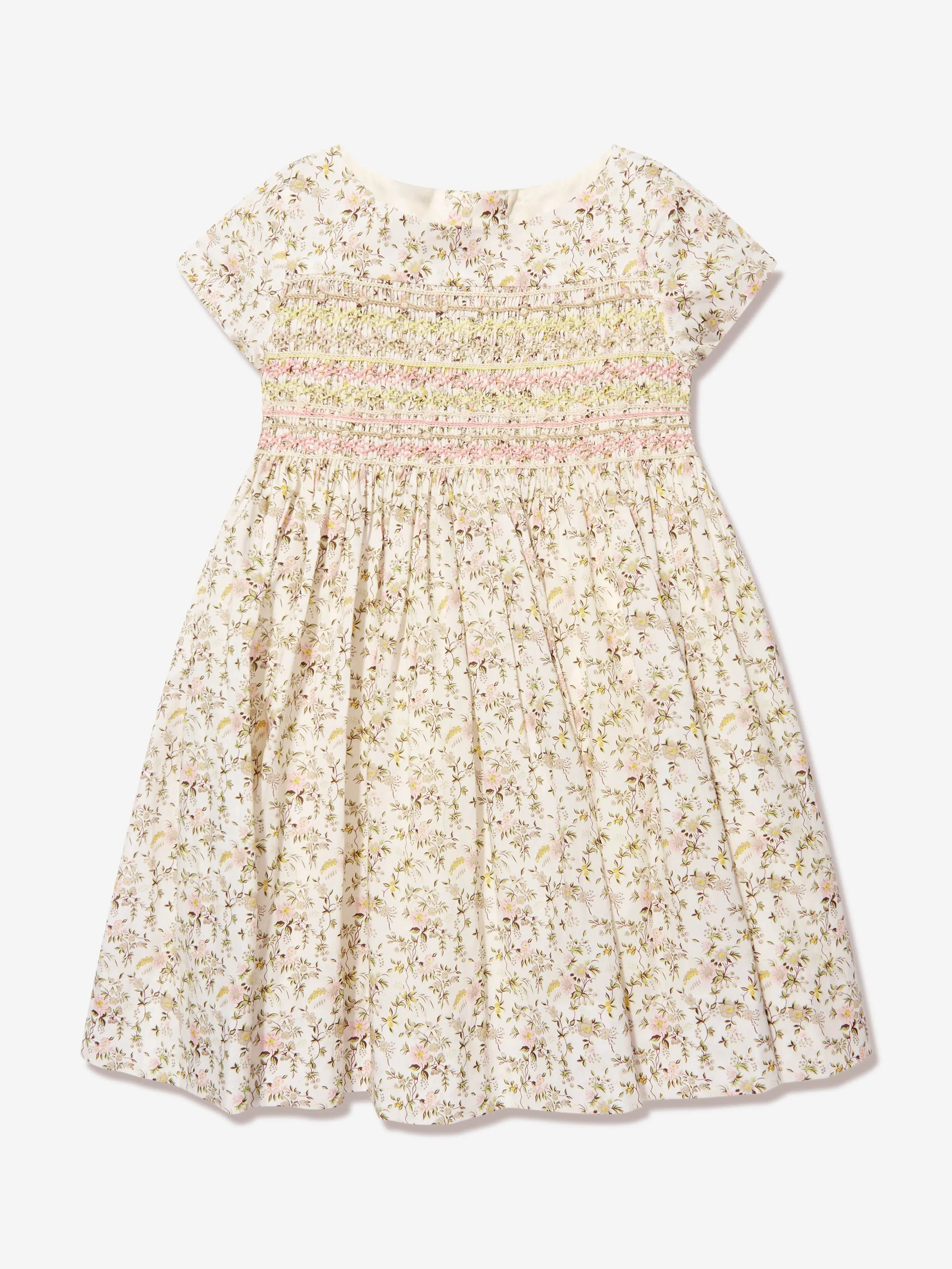 Bonpoint Girls Floral Smocked Duchess Dress in White