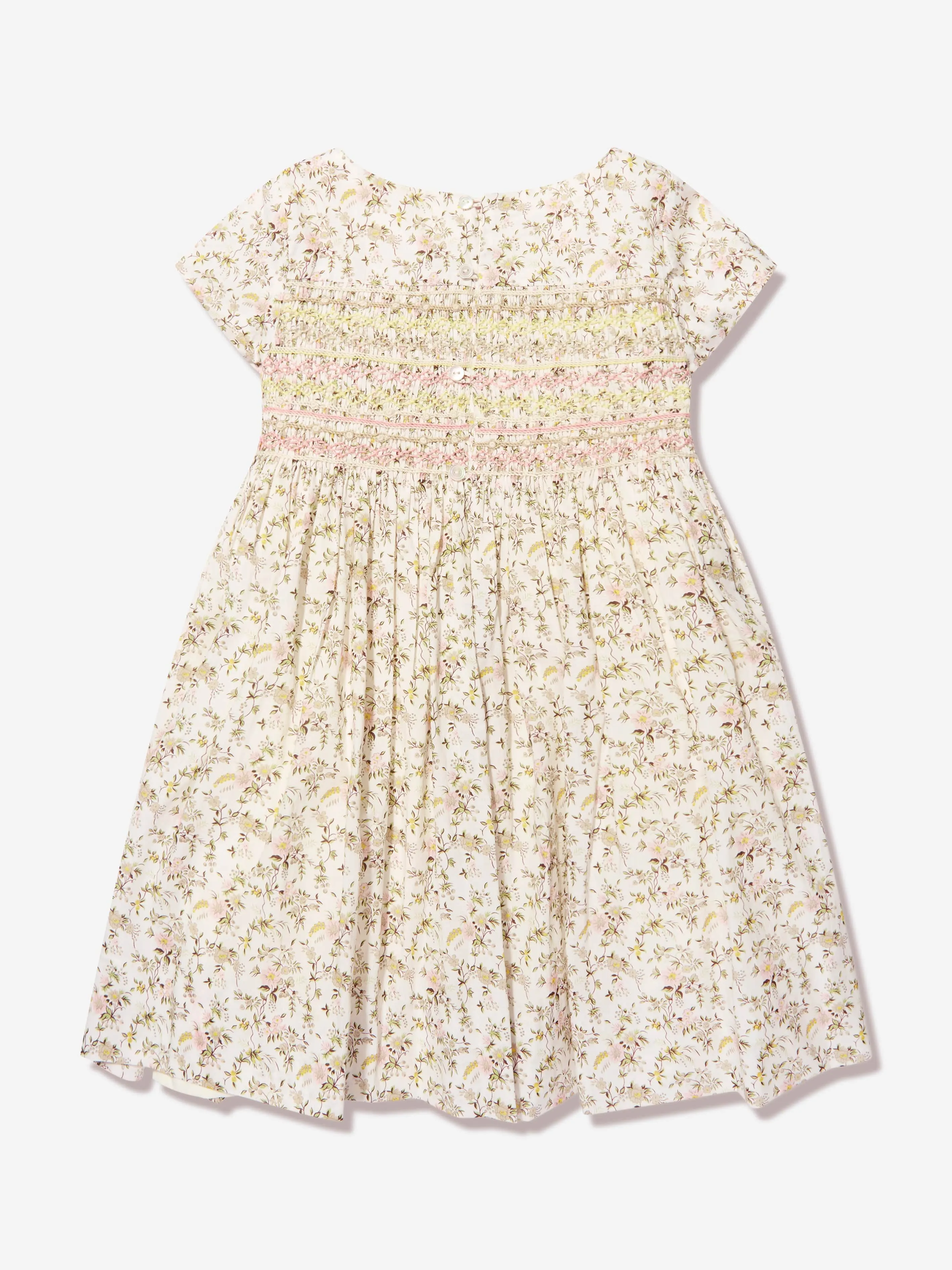 Bonpoint Girls Floral Smocked Duchess Dress in White