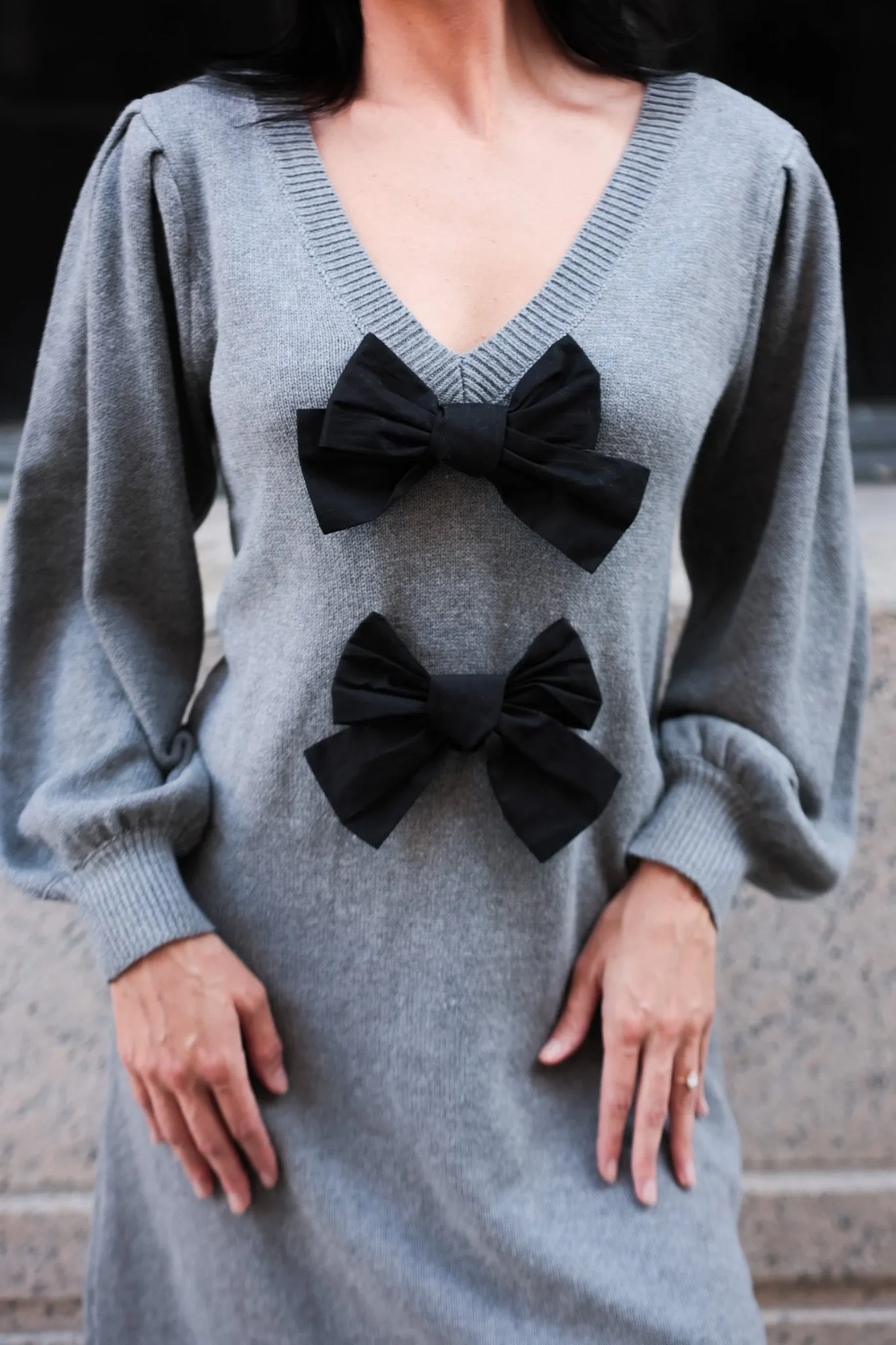 Bow Detail Knit Sweater Dress