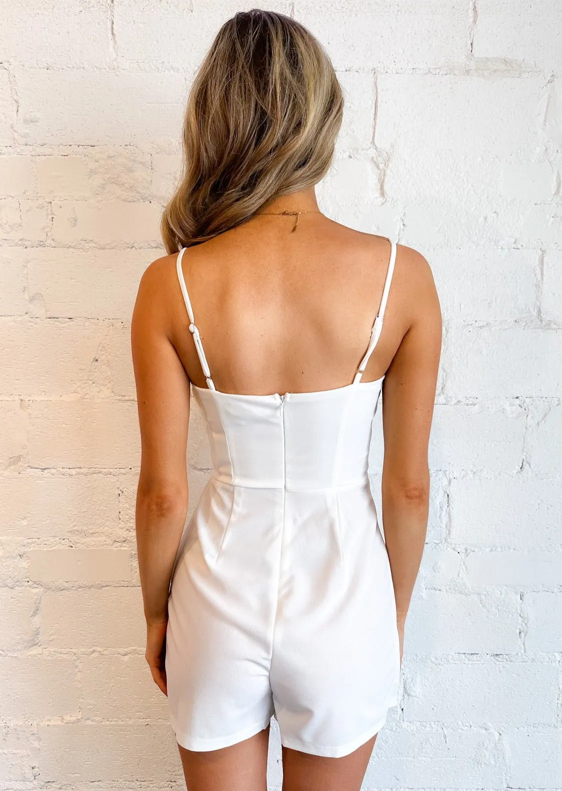 Bow Trim Solid Romper