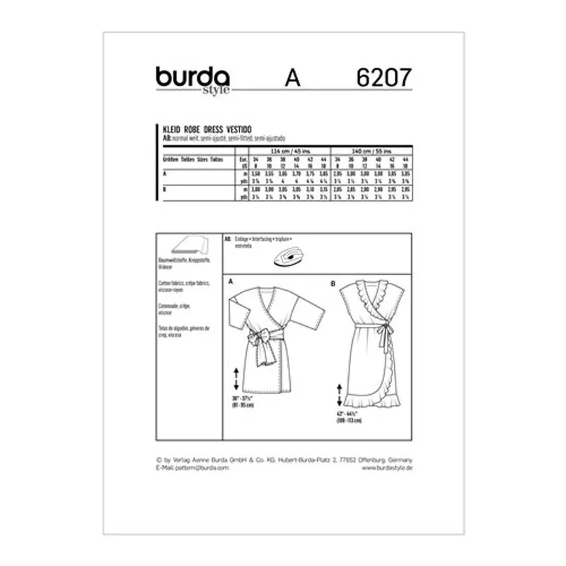 Burda Pattern X06207 Misses' Pull-On Dresses (34-44)