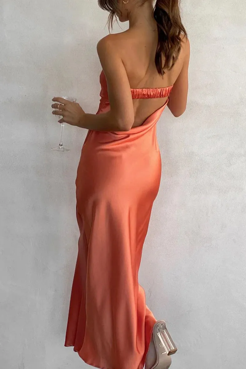 Celebrities Elegant Solid Backless Strapless Sleeveless Dresses