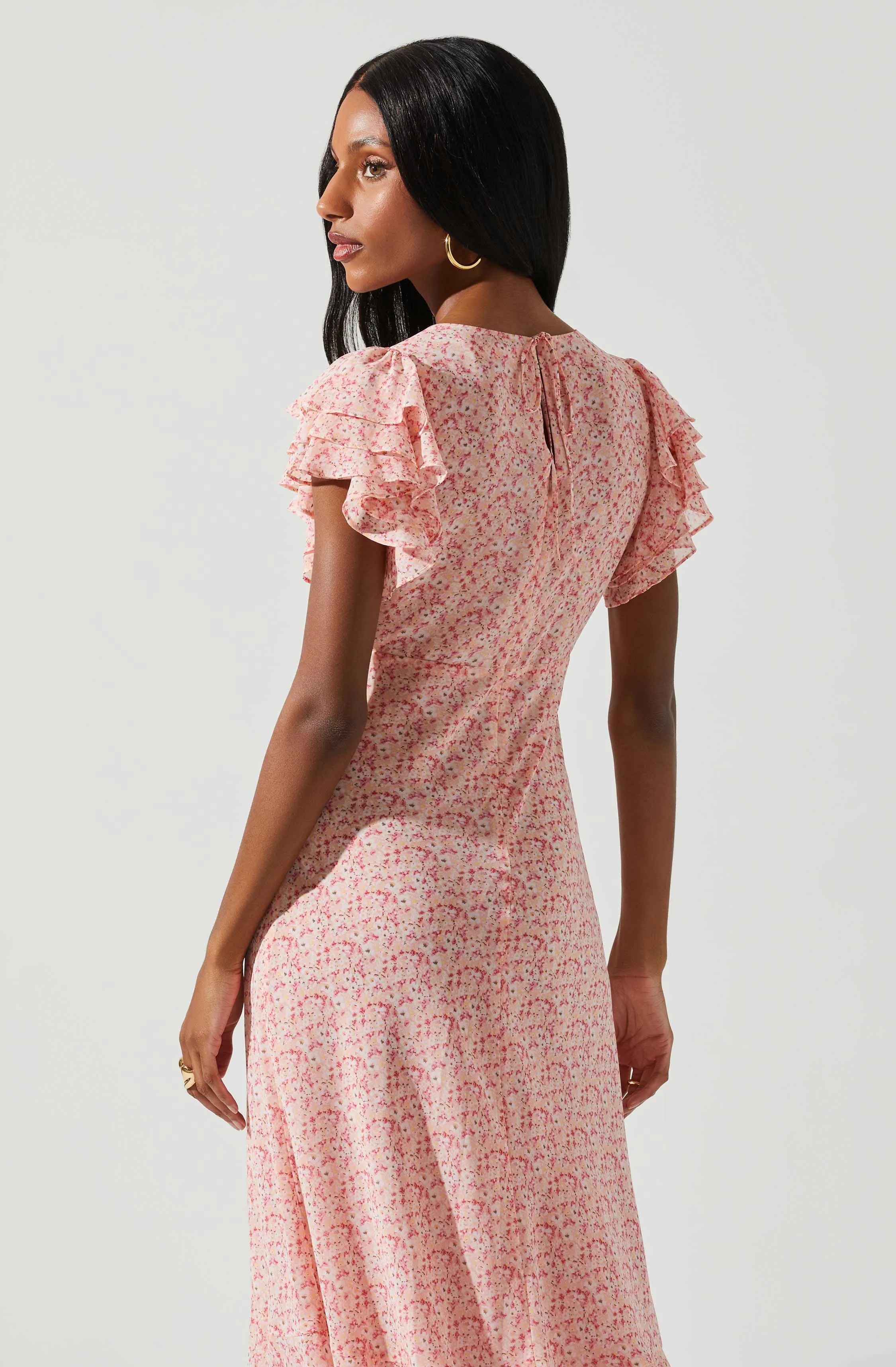 Celestine Floral Ruffle Midi Dress