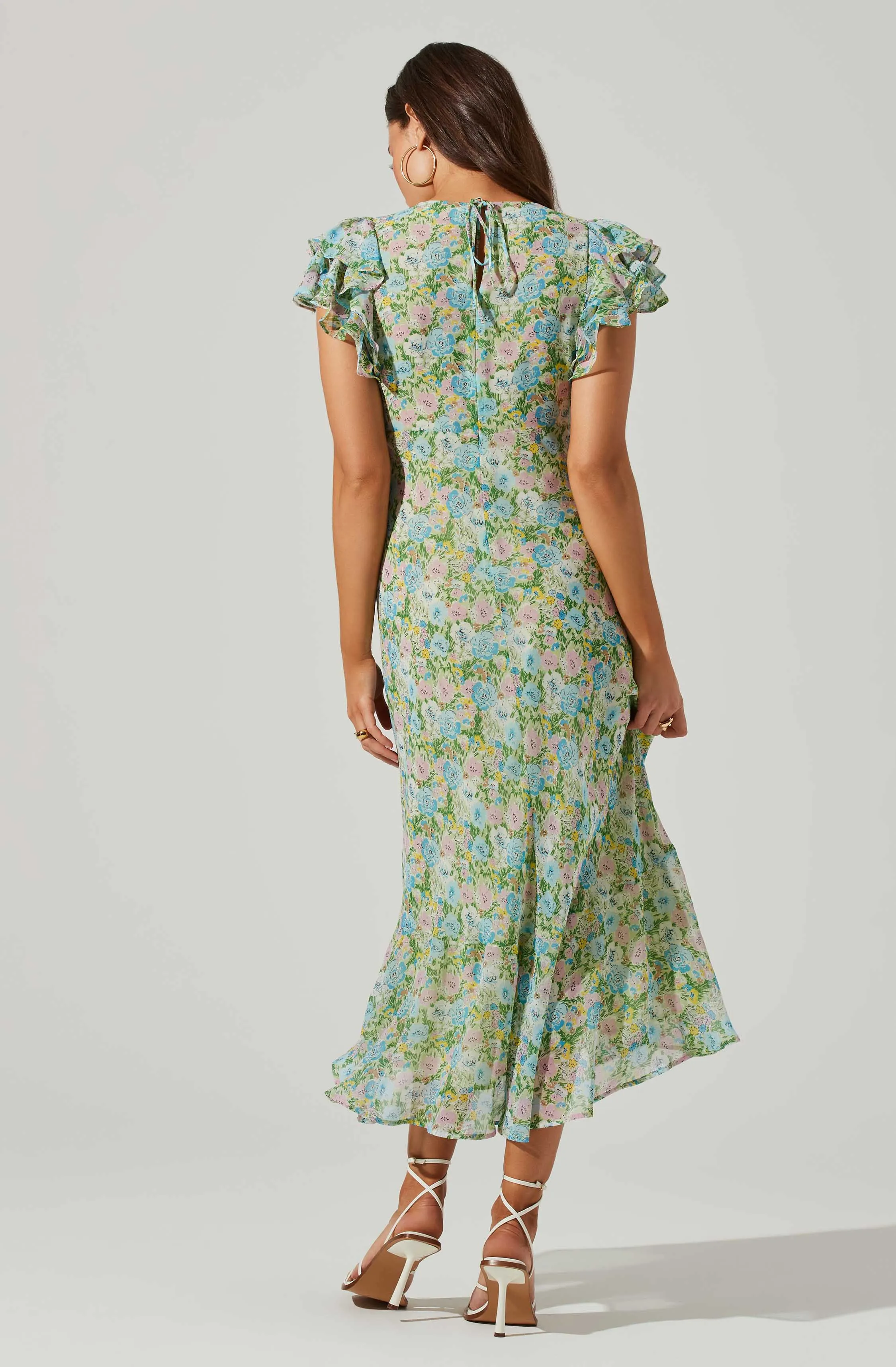 Celestine Floral Ruffle Midi Dress