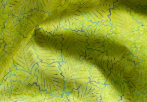 Chestnut Oak Leaves on Lime Cotton Batik (Made in Indonesia)