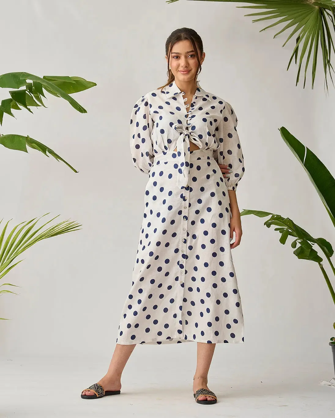 Coastal Breeze Linen Front Knot Dress