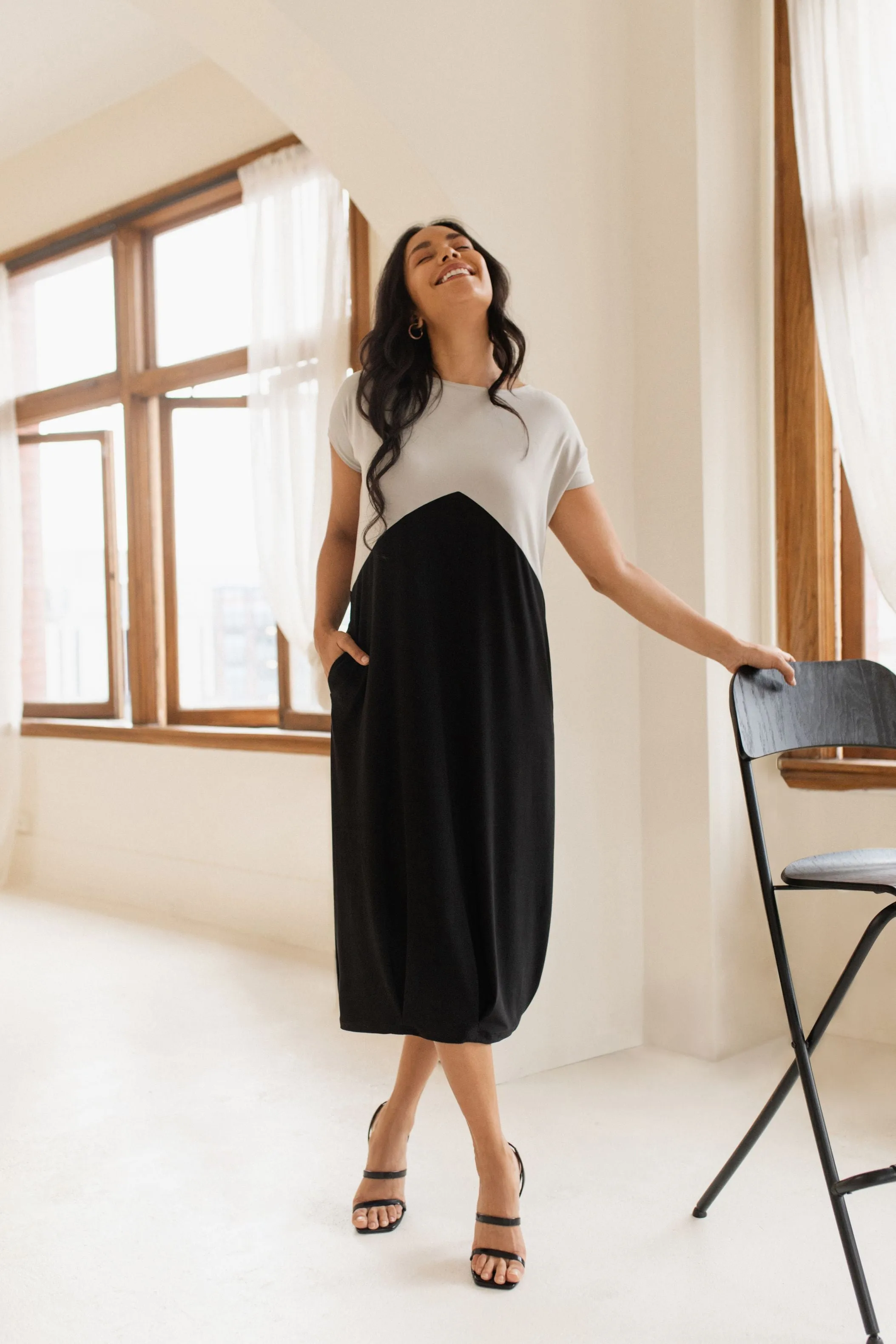 Color Block Lantern Dress