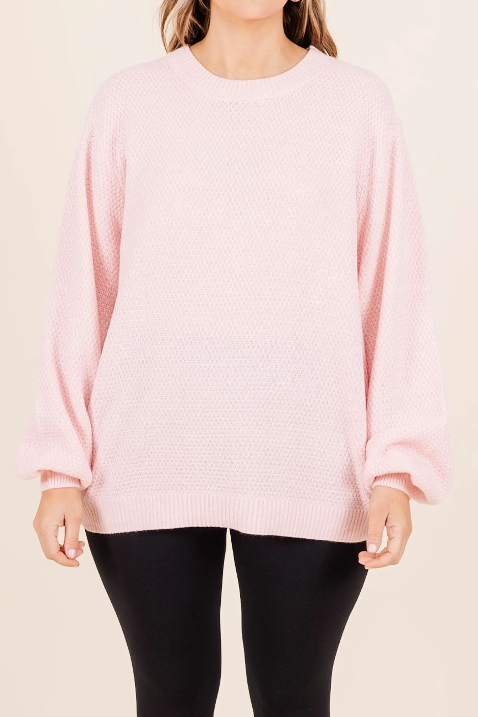 Cozy Bubble Sleeve Sweater, Spring Pink