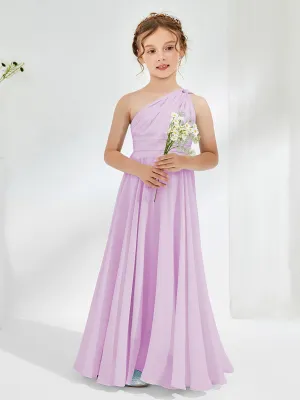 Cute One Shoulder  A-line Junior Bridesmaid Dresses Lilac