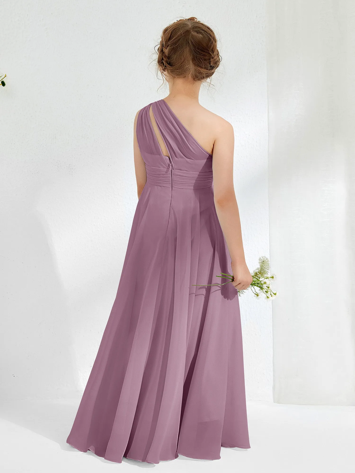 Cute One Shoulder  A-line Junior Bridesmaid Dresses Wisteria