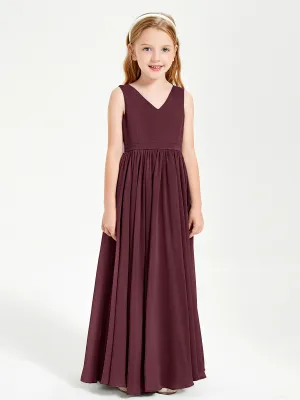 Elegant Sleeveless Junior Bridesmaid Dresses Cabernet