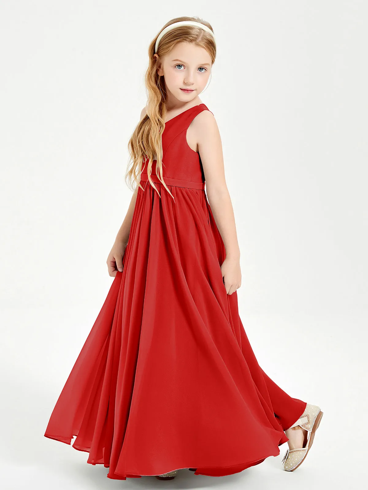 Elegant Sleeveless Junior Bridesmaid Dresses Red