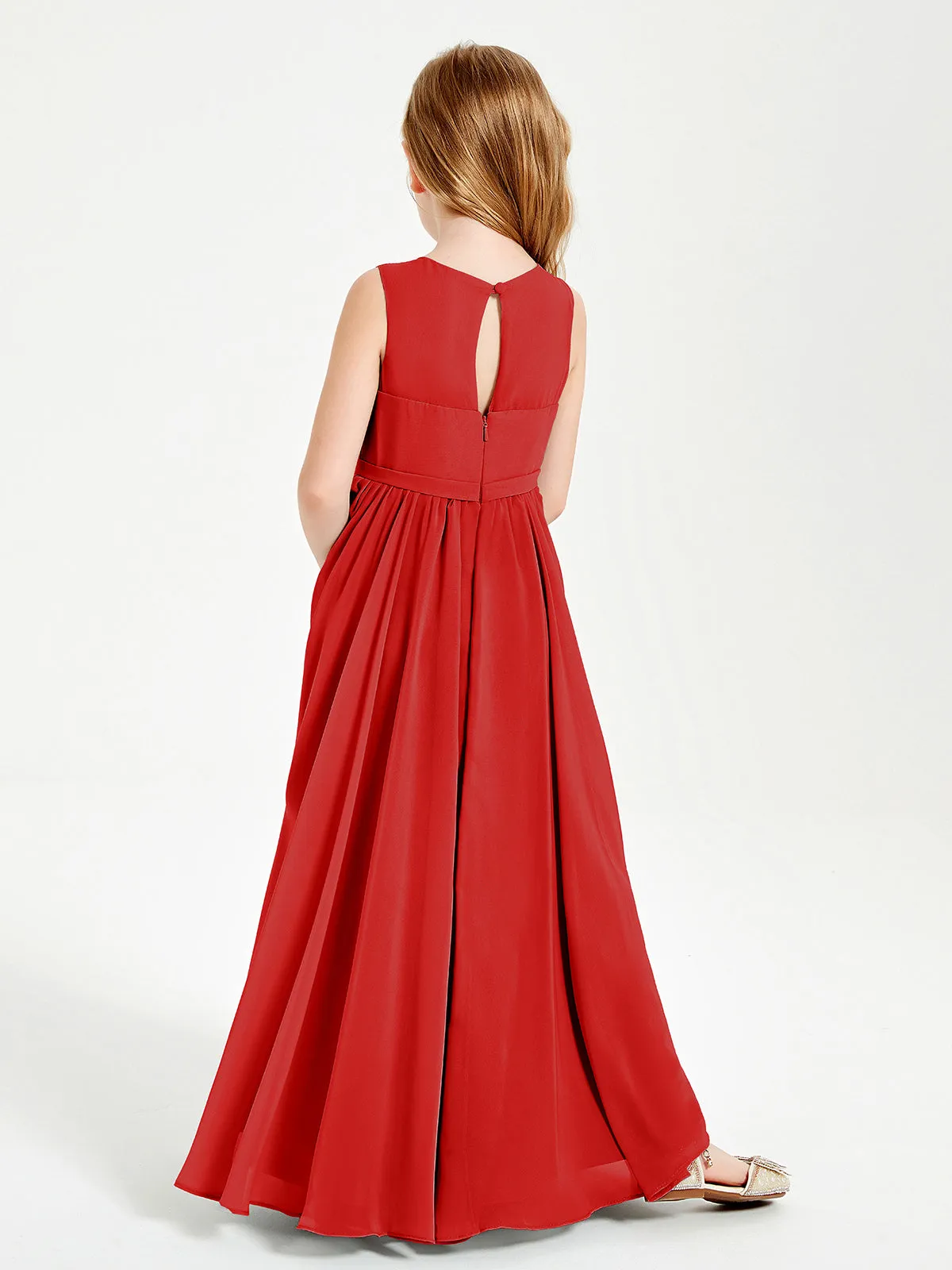 Elegant Sleeveless Junior Bridesmaid Dresses Red