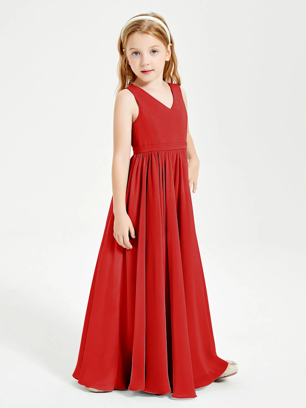 Elegant Sleeveless Junior Bridesmaid Dresses Red