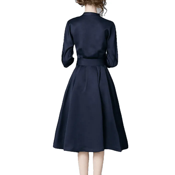 Elegant Slim 3/4 Sleeve A Line Office Wear Vintage Dresses