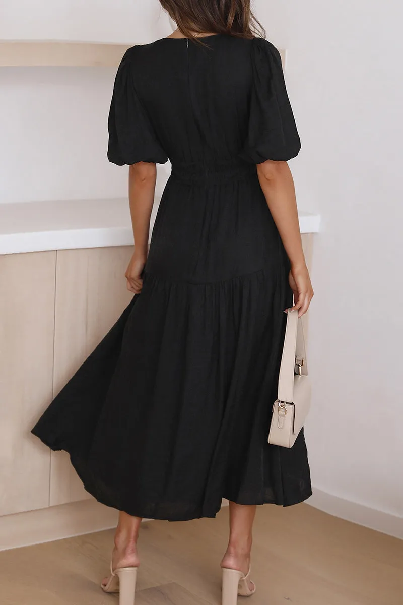 Elegant Solid V Neck A Line Dresses