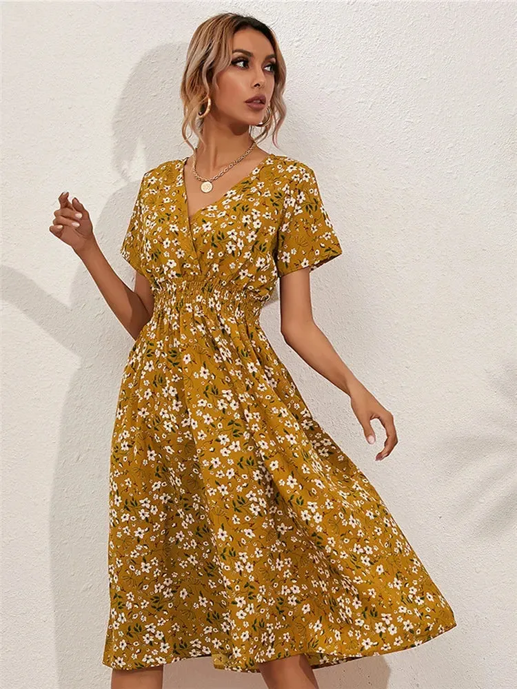 Fashionable Floral Sleeveless Chic Summer Long Women's Midi Dress