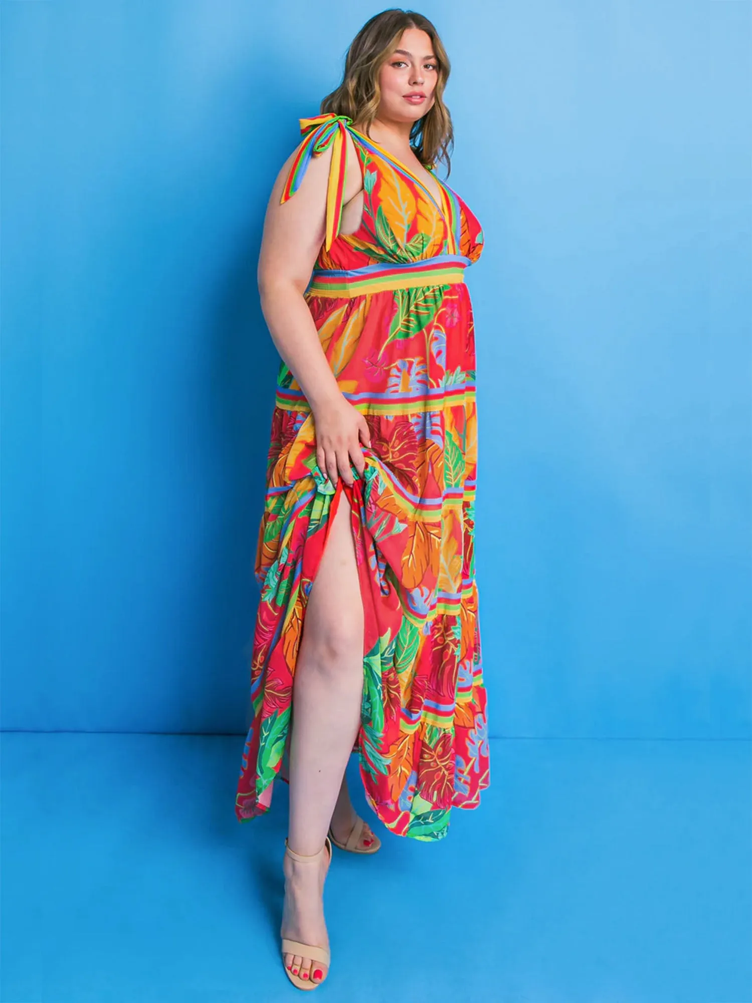 Flying Tomato Plus Sleeveless V Neck Maxi Dress - Brands We Love