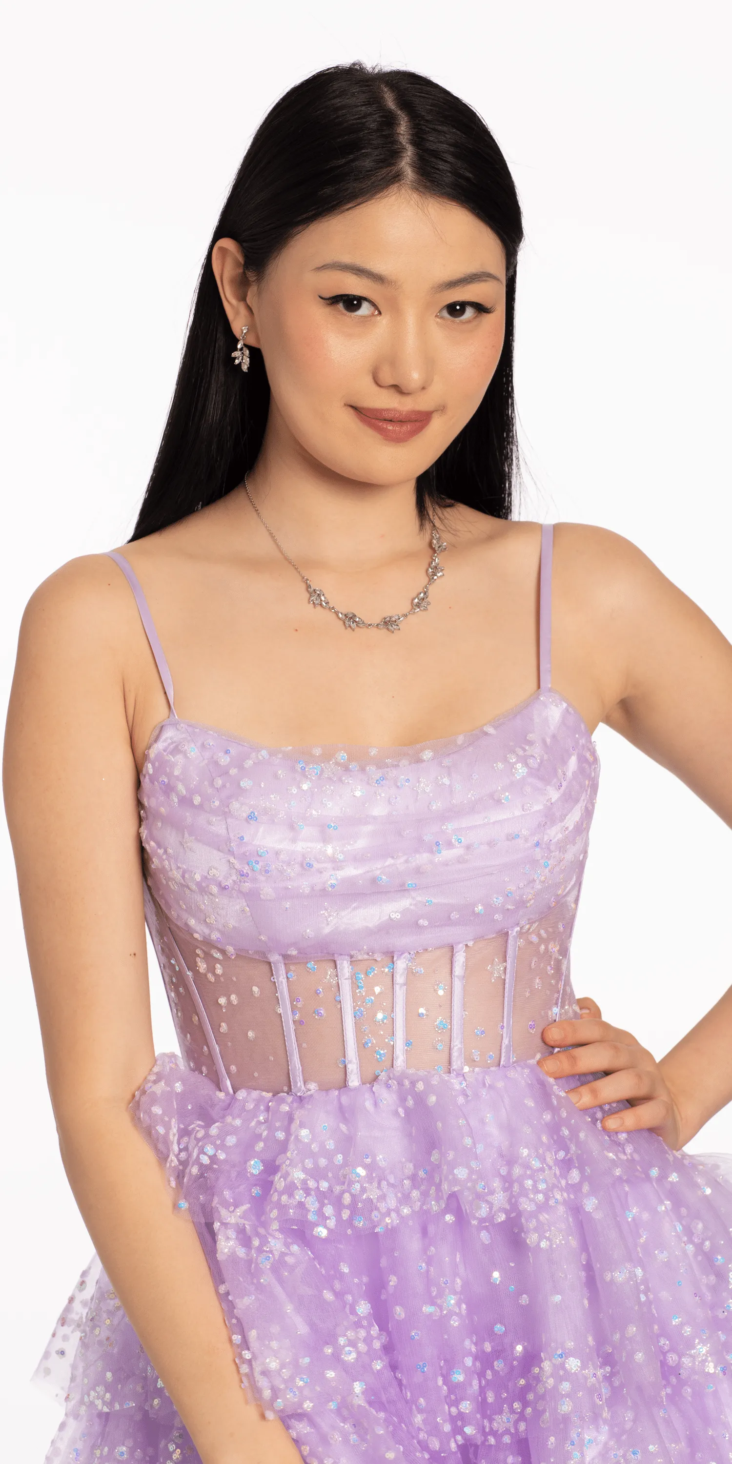 Glitter Corset  Fit and Flare Lace Up Back Dress