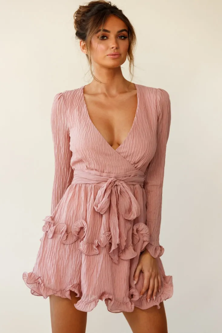 Greta Tiered Ruffle Chiffon Dress Rose