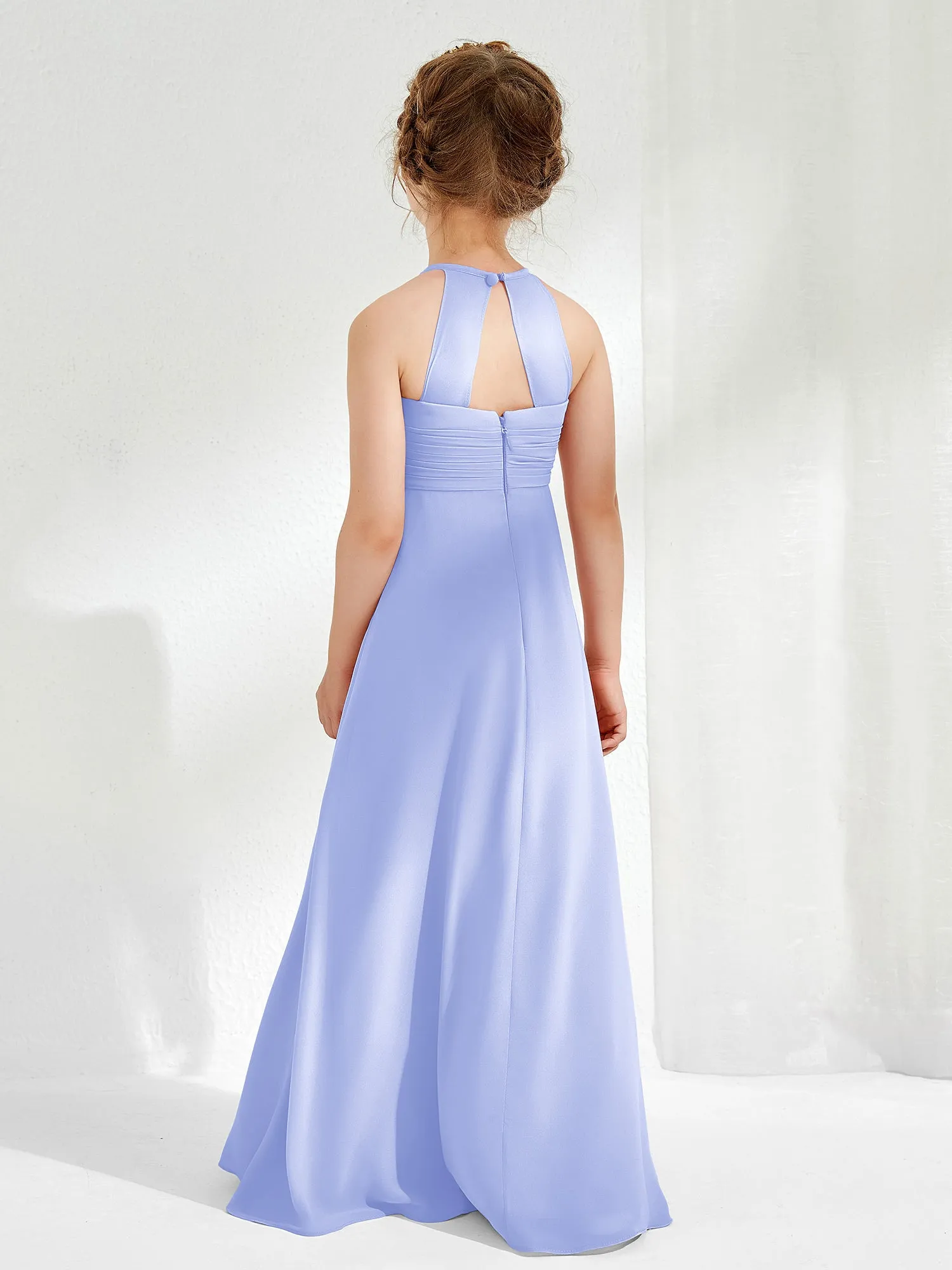 Halter Chiffon Junior Bridesmaid Dresses Lavender