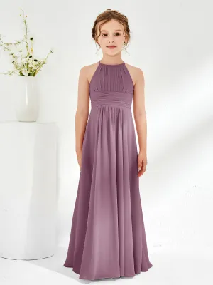 Halter Chiffon Junior Bridesmaid Dresses Wisteria