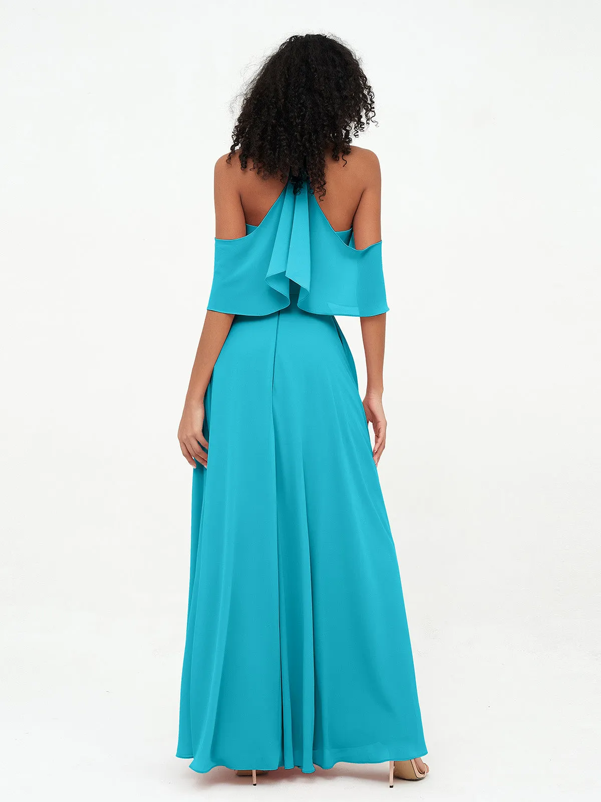 Halter Off the Shoulder Max Dresses with Pockets-Jade Plus Size